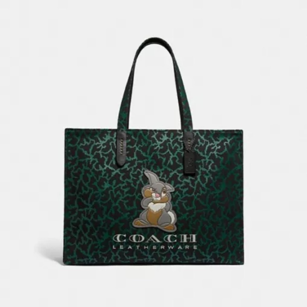 Coach Disney Thumper Coach Large Tote Green Black Handbag NWOT - Picture 1 of 6